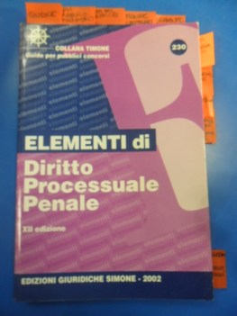 elementi di diritto processuale penale. collana timone