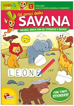 amici della savana con adesivi ediz illustrata