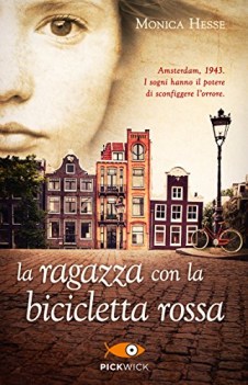 ragazza con la bicicletta rossa