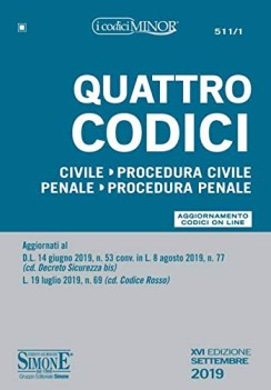 quattro codici civileprocedura civilepenaleprocedura penale con a