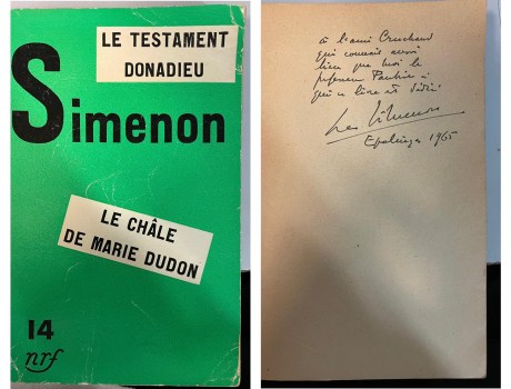 testament donadieu le chale de marie dudon simenon AUTOGRAFATO