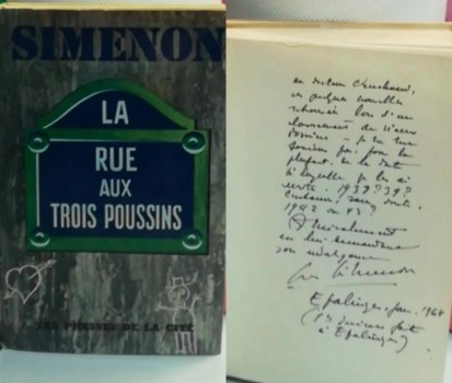 rue aux trois poussins Simenon AUTOGRAFATO