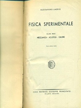 fisica sperimentale volume primo