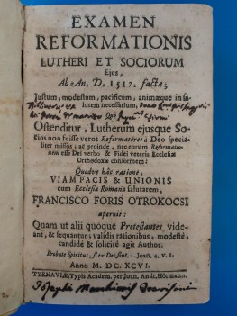 examen reformationis lutheri et sociorum 1696