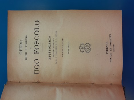 opere edite e postume di foscolo. epistolario vol.2 1814-1820. 1923