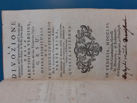 Divozione della Santissima Vergine e nascita di Gesu parte prima 4 ed. 1756