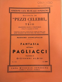 raccolta di pezzi celebri per trio fantasia sull\'opera pagliacci