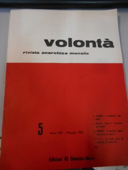 volonta rivista anarchica mensile 5 anno maggio 1961