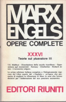 marx engels opere complete XXXVI teorie sul plusvalore III