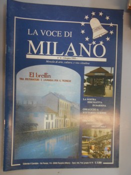 voce di milano numero 6 - giugno 1991 mensile di arte cultura e vita cittadina