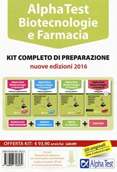 alpha test biotecnologia farmacia 13 KIT (4tomi) manuale+esercizi+prove+3200quiz