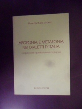 apofonia e metafonia nei dialetti d\'italia