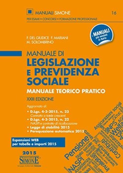 manuale di legislazione e previdenza sociale manuale teorico pratico