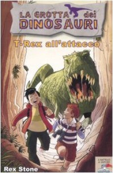 t-rex all\'attacco la grotta dei dinosauri